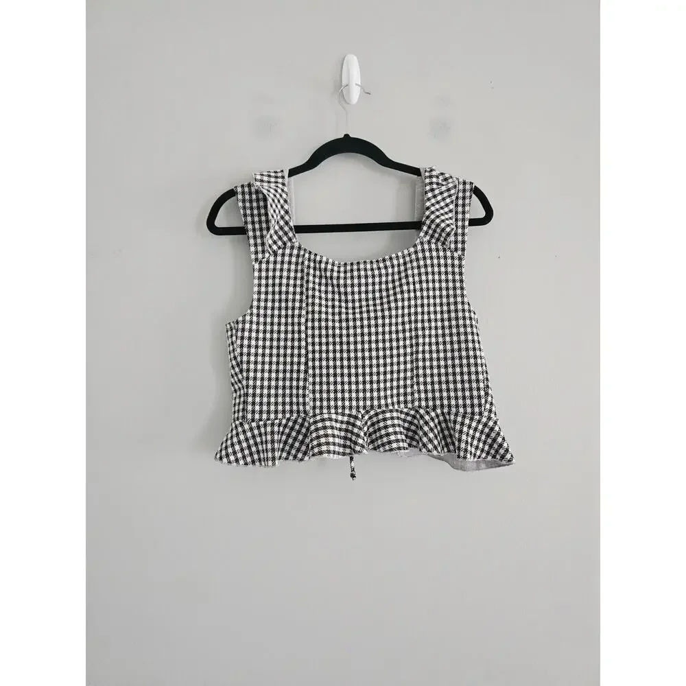 Urban Outfitters Black White Checkered Top L NWT - Picture 3 of 4